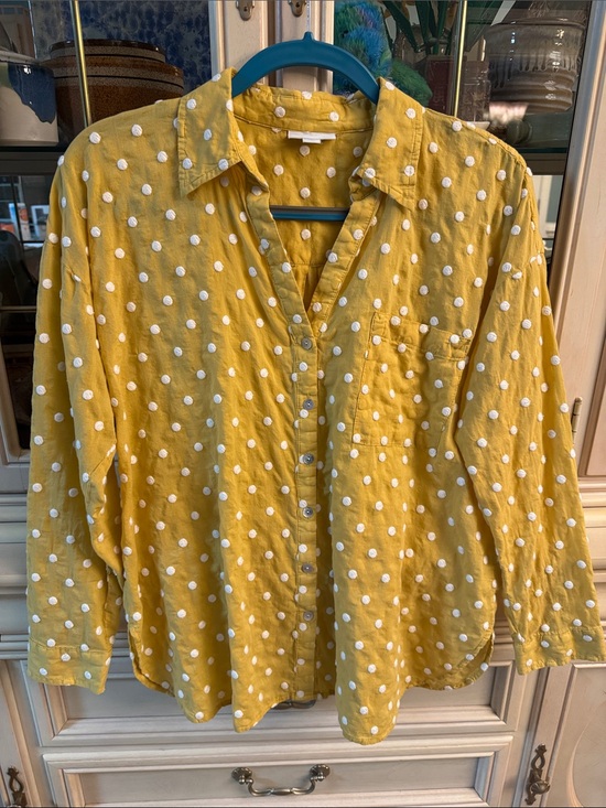 J. Jill Tops - J. Jill Yellow Polka Dot Button-Up Top